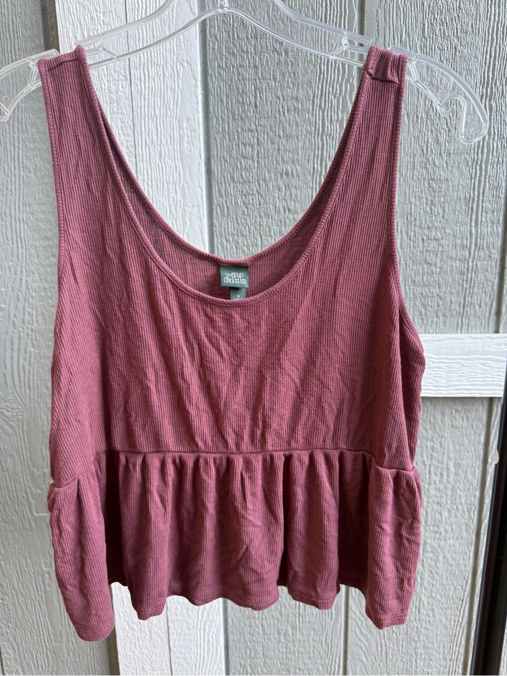 Wild Fable Dusty Rose Ribbed Peplum Tank Top